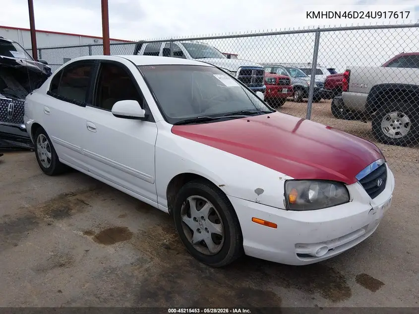 2004 Hyundai Elantra Gls/Gt VIN: KMHDN46D24U917617 Lot: 45215453