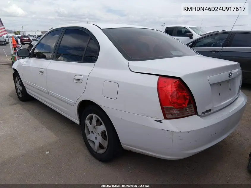 2004 Hyundai Elantra Gls/Gt VIN: KMHDN46D24U917617 Lot: 45215453