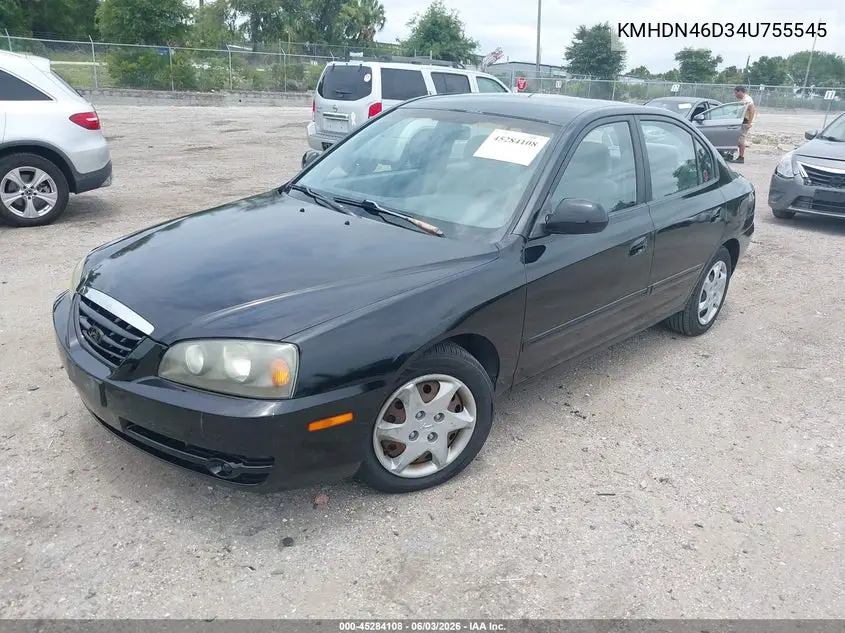 2004 Hyundai Elantra Gls/Gt VIN: KMHDN46D34U755545 Lot: 45284108