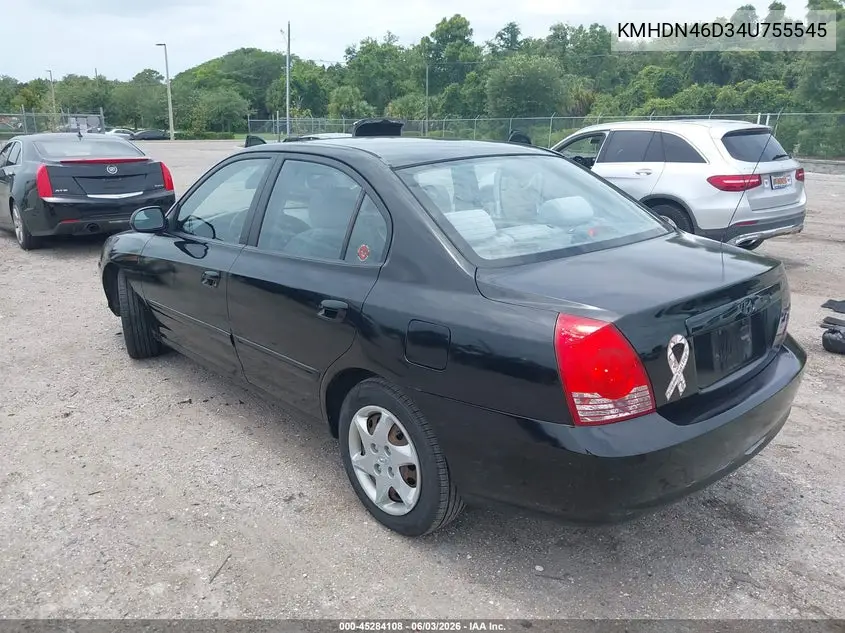 2004 Hyundai Elantra Gls/Gt VIN: KMHDN46D34U755545 Lot: 45284108