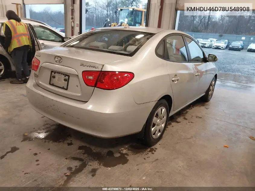 KMHDU46D78U548908 2008 Hyundai Elantra Gls/Se