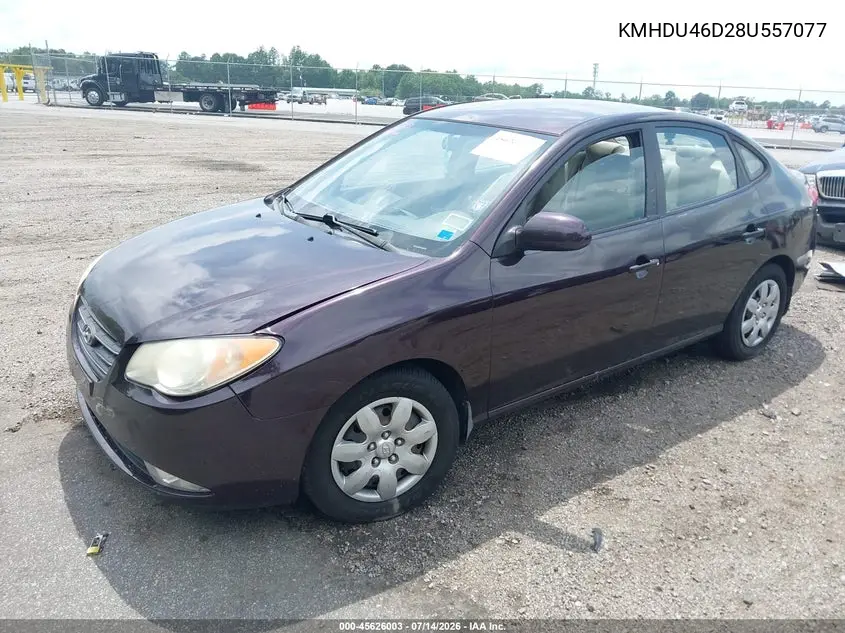 2008 Hyundai Elantra Gls/Se VIN: KMHDU46D28U557077 Lot: 45626003