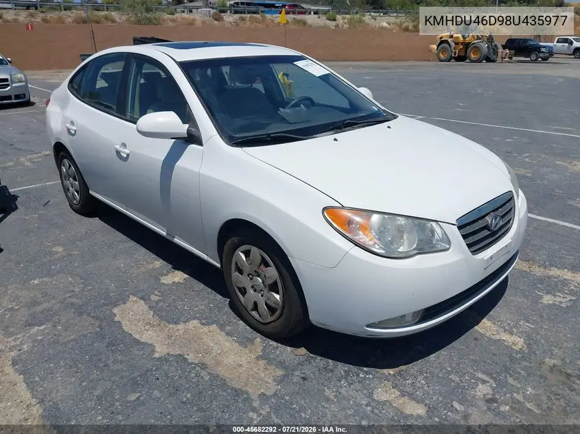 2008 Hyundai Elantra Gls/Se VIN: KMHDU46D98U435977 Lot: 45682292