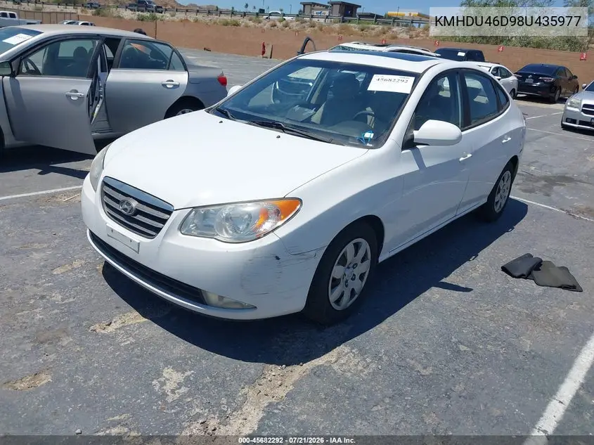 2008 Hyundai Elantra Gls/Se VIN: KMHDU46D98U435977 Lot: 45682292