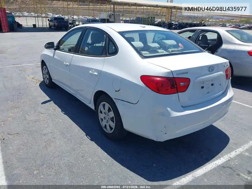 2008 Hyundai Elantra Gls/Se VIN: KMHDU46D98U435977 Lot: 45682292