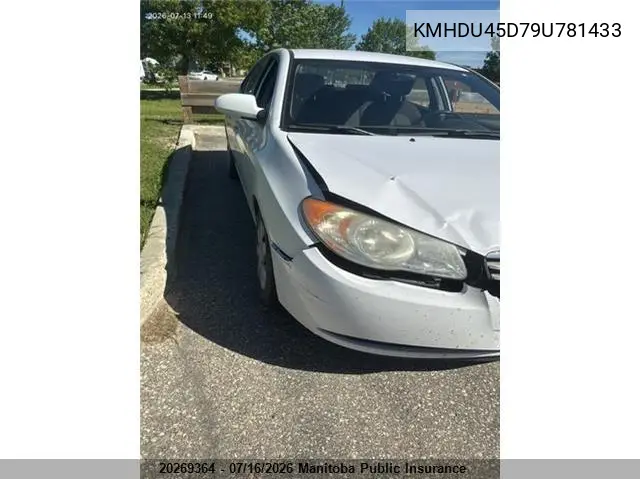 2009 Hyundai Elantra Gl VIN: KMHDU45D79U781433 Lot: 20269364