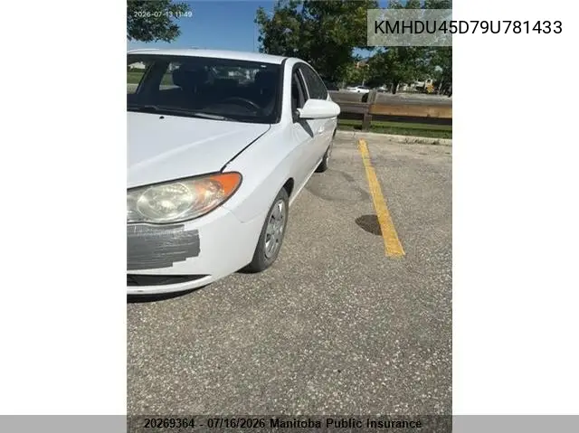 2009 Hyundai Elantra Gl VIN: KMHDU45D79U781433 Lot: 20269364