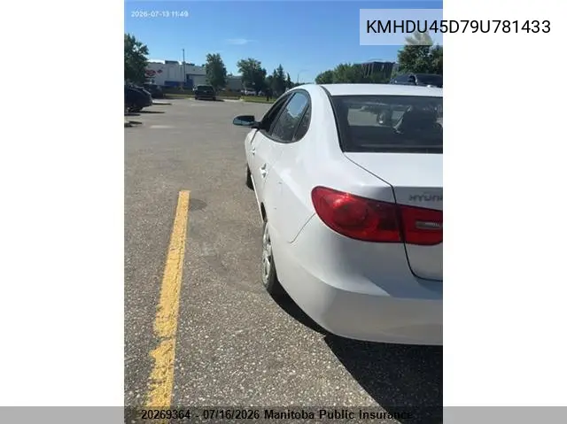 2009 Hyundai Elantra Gl VIN: KMHDU45D79U781433 Lot: 20269364