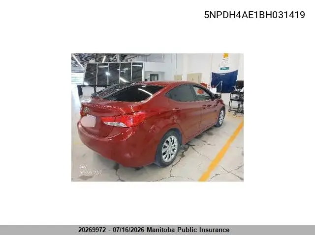 2011 Hyundai Elantra Gl VIN: 5NPDH4AE1BH031419 Lot: 20269972
