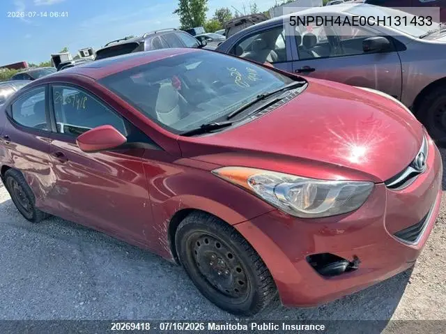 2012 Hyundai Elantra Gls VIN: 5NPDH4AE0CH131433 Lot: 20269418
