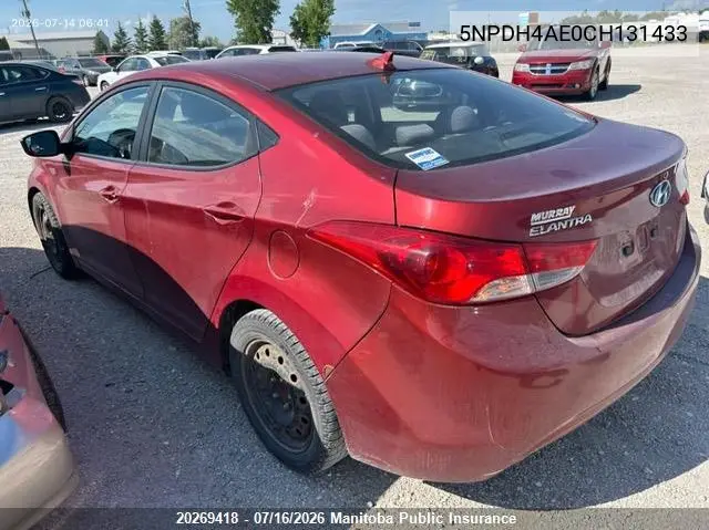 2012 Hyundai Elantra Gls VIN: 5NPDH4AE0CH131433 Lot: 20269418
