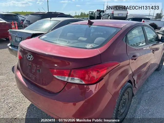 2012 Hyundai Elantra Gls VIN: 5NPDH4AE0CH131433 Lot: 20269418