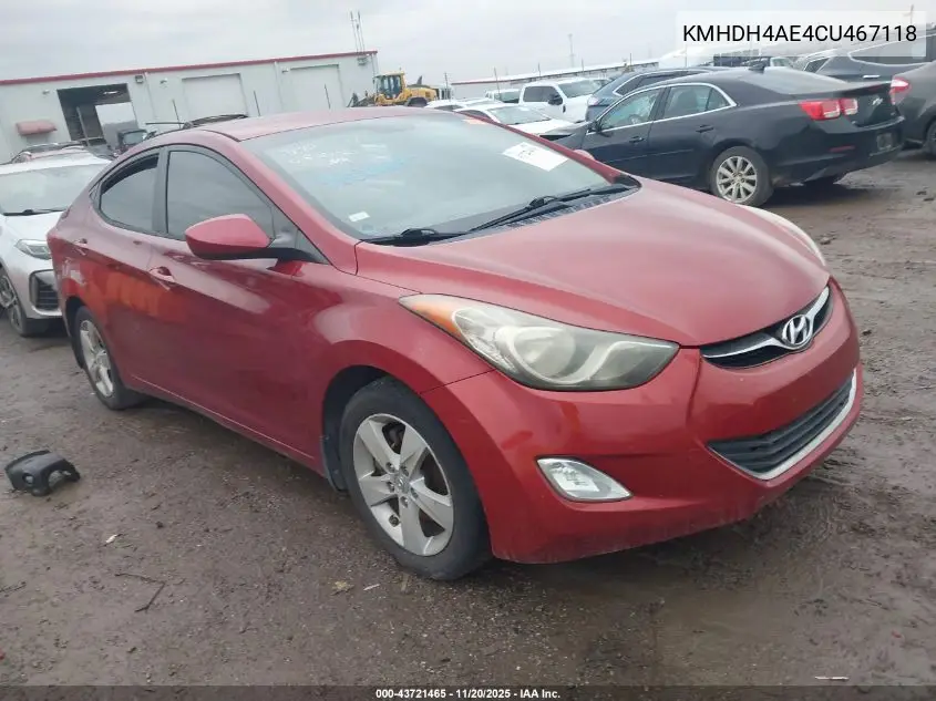 KMHDH4AE4CU467118 2012 Hyundai Elantra Gls (Ulsan Plant)