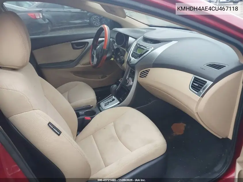 KMHDH4AE4CU467118 2012 Hyundai Elantra Gls (Ulsan Plant)