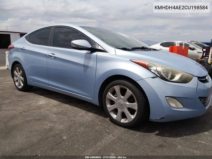 2012 Hyundai Elantra Limited (Ulsan Plant) VIN: KMHDH4AE2CU198584 Lot: 45689952