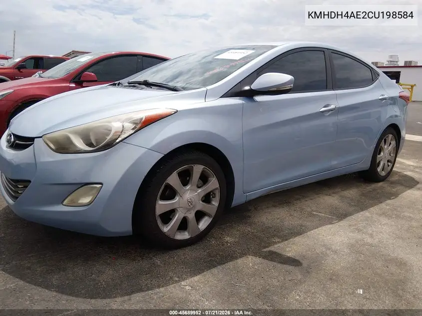 2012 Hyundai Elantra Limited (Ulsan Plant) VIN: KMHDH4AE2CU198584 Lot: 45689952