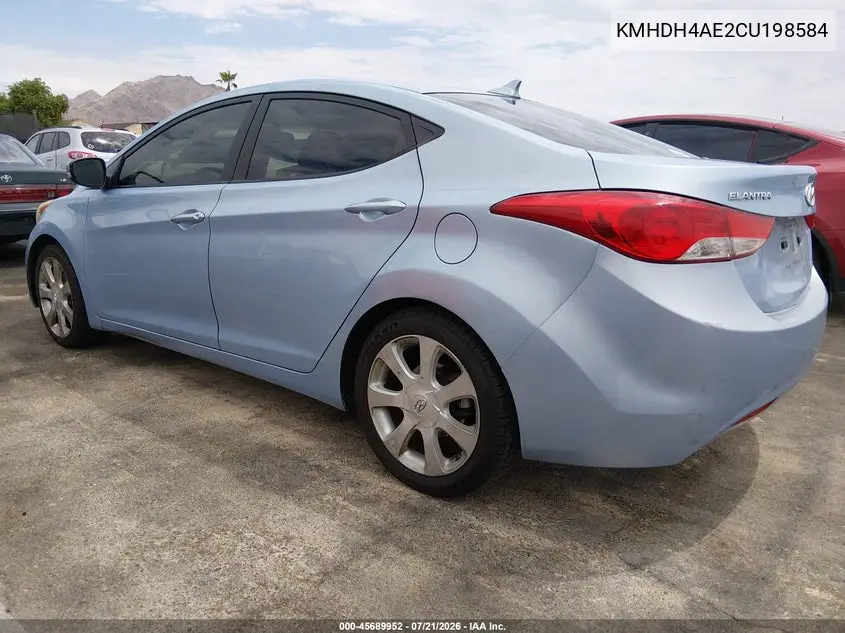 2012 Hyundai Elantra Limited (Ulsan Plant) VIN: KMHDH4AE2CU198584 Lot: 45689952