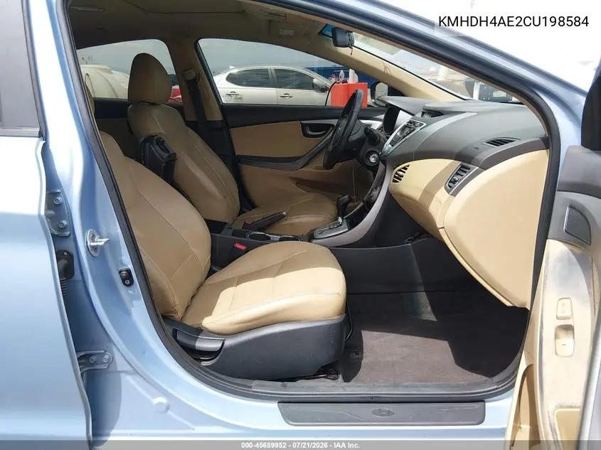 2012 Hyundai Elantra Limited (Ulsan Plant) VIN: KMHDH4AE2CU198584 Lot: 45689952