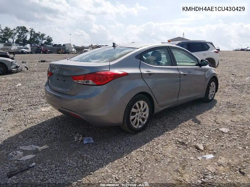 2012 Hyundai Elantra Gls (Ulsan Plant) VIN: KMHDH4AE1CU430429 Lot: 45696537