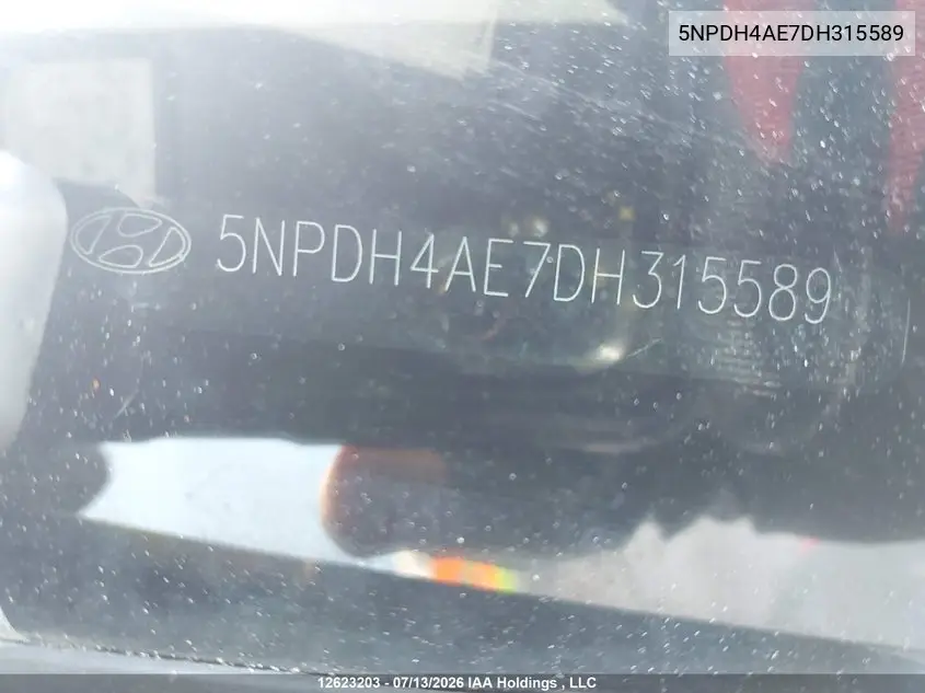 2013 Hyundai Elantra Gl VIN: 5NPDH4AE7DH315589 Lot: 12623203