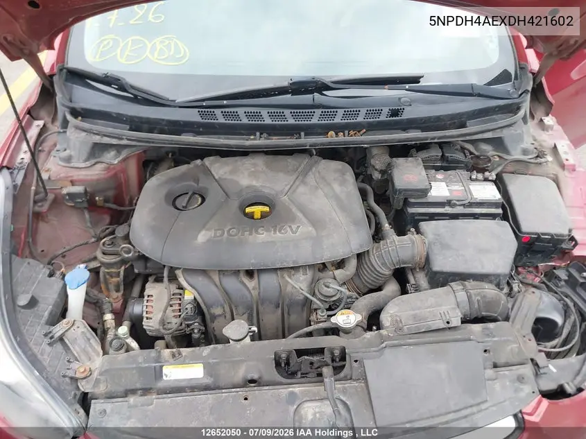 2013 Hyundai Elantra Gl VIN: 5NPDH4AEXDH421602 Lot: 12652050x