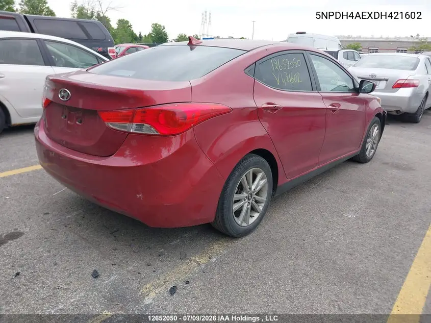 2013 Hyundai Elantra Gl VIN: 5NPDH4AEXDH421602 Lot: 12652050x