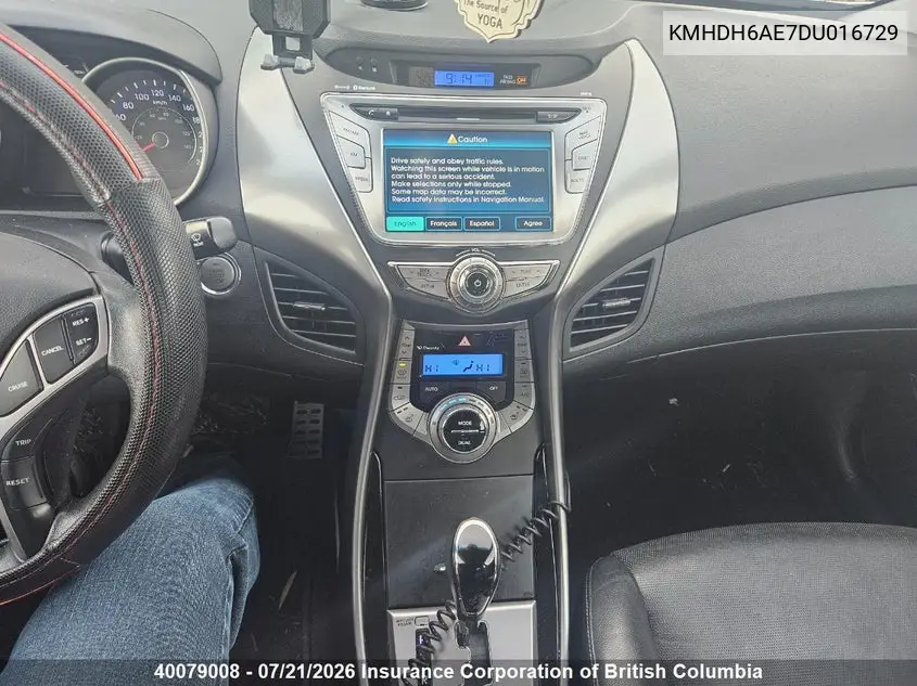 2013 Hyundai Elantra Se VIN: KMHDH6AE7DU016729 Lot: 40079008