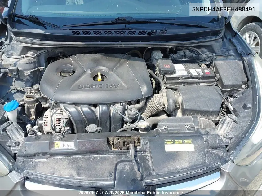 2014 Hyundai Elantra Gl VIN: 5NPDH4AE8EH488491 Lot: 20267997