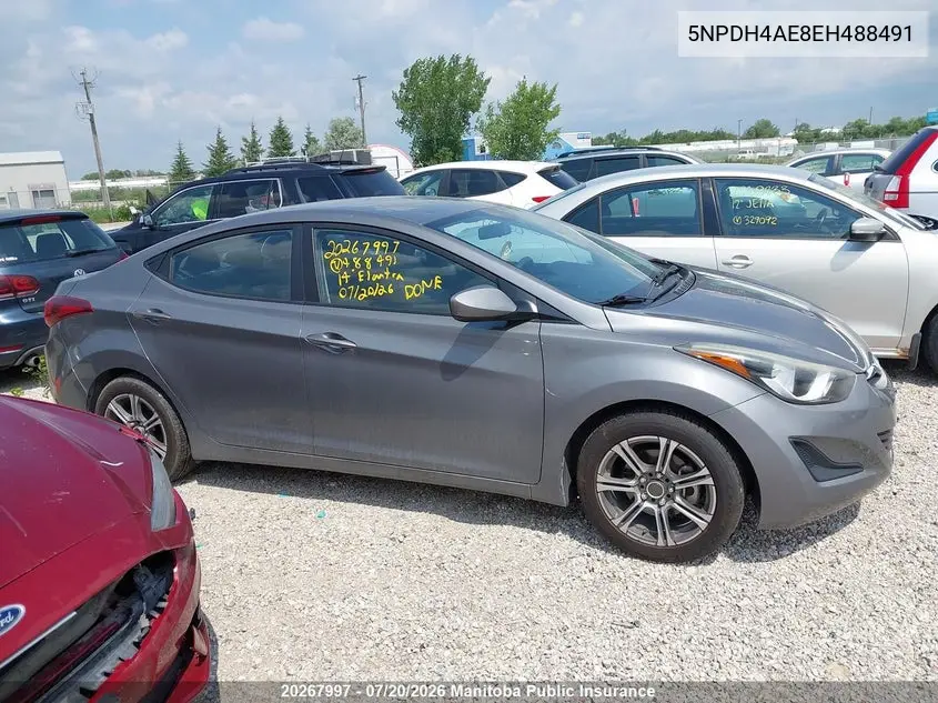 2014 Hyundai Elantra Gl VIN: 5NPDH4AE8EH488491 Lot: 20267997