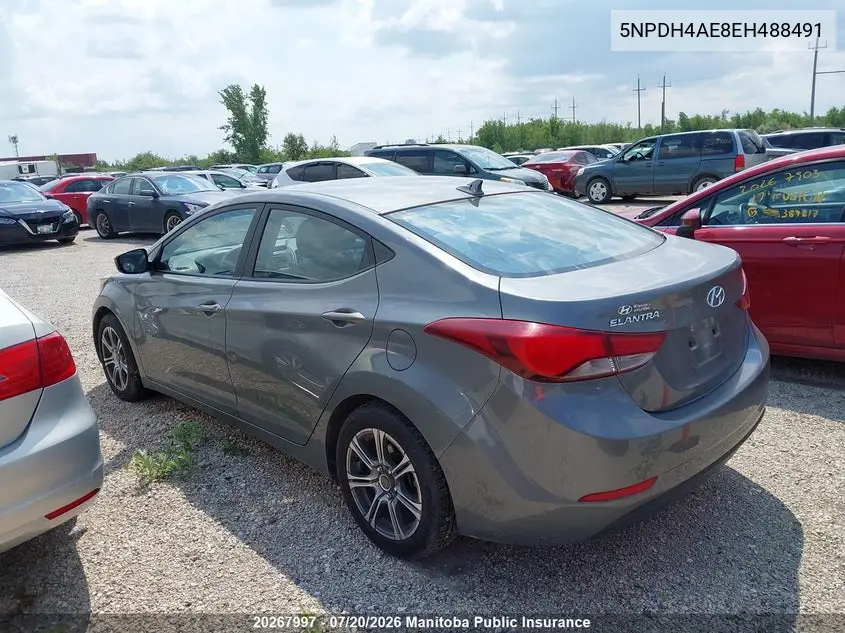 2014 Hyundai Elantra Gl VIN: 5NPDH4AE8EH488491 Lot: 20267997
