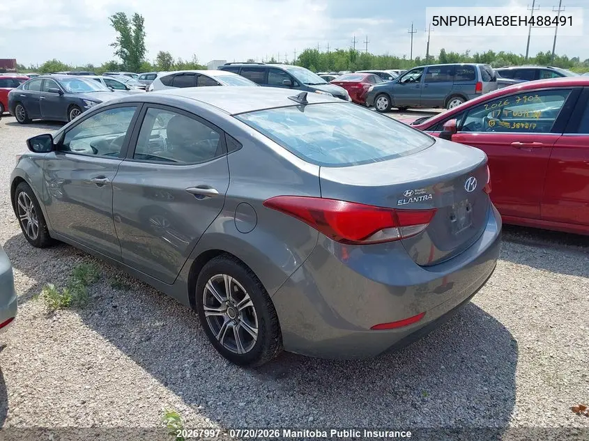 2014 Hyundai Elantra Gl VIN: 5NPDH4AE8EH488491 Lot: 20267997