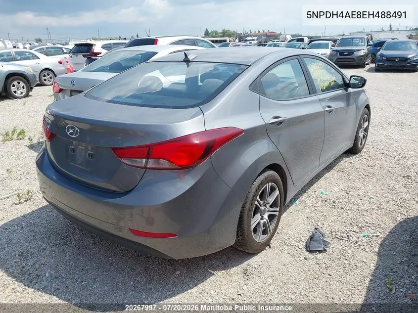 2014 Hyundai Elantra Gl VIN: 5NPDH4AE8EH488491 Lot: 20267997