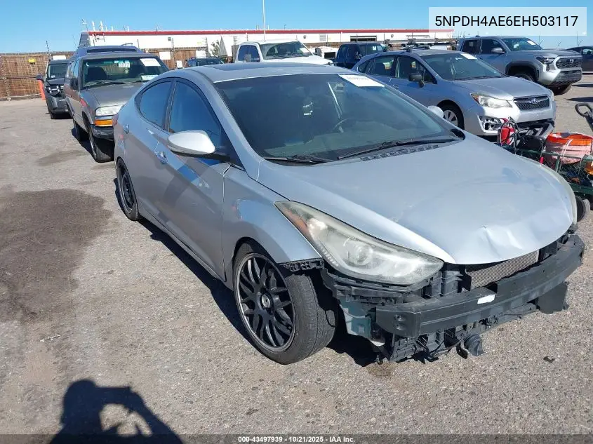 5NPDH4AE6EH503117 2014 Hyundai Elantra Limited