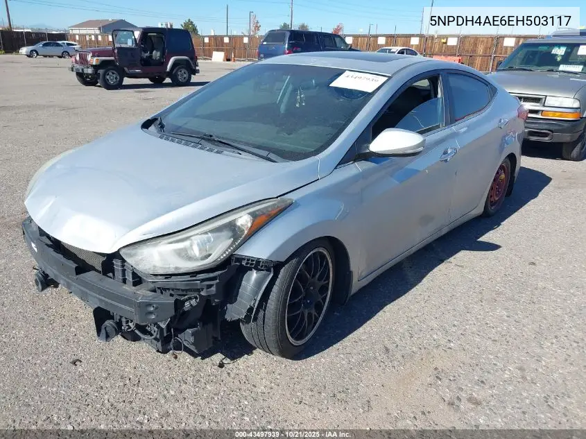 5NPDH4AE6EH503117 2014 Hyundai Elantra Limited