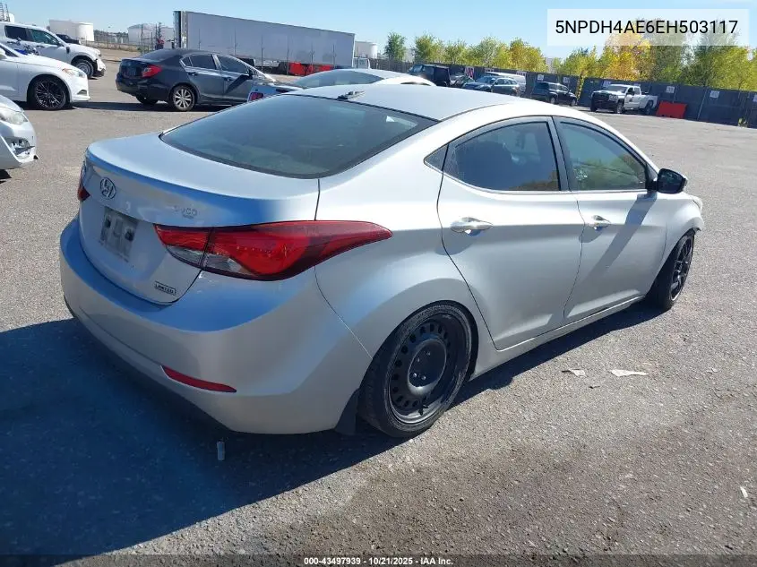 5NPDH4AE6EH503117 2014 Hyundai Elantra Limited