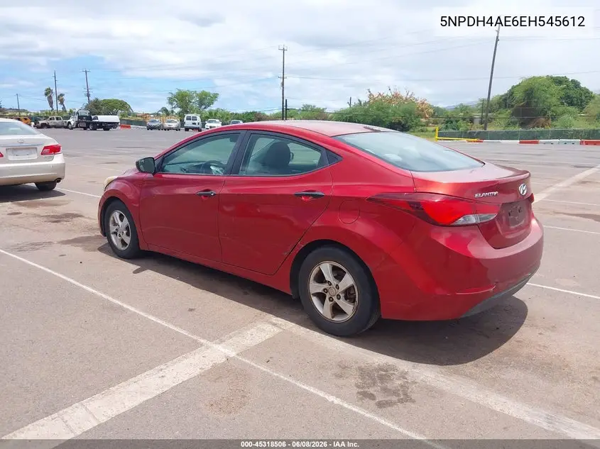 2014 Hyundai Elantra Se VIN: 5NPDH4AE6EH545612 Lot: 45318506