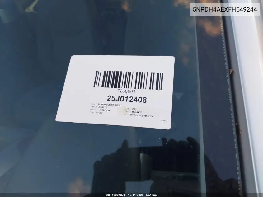 5NPDH4AEXFH549244 2015 Hyundai Elantra Se