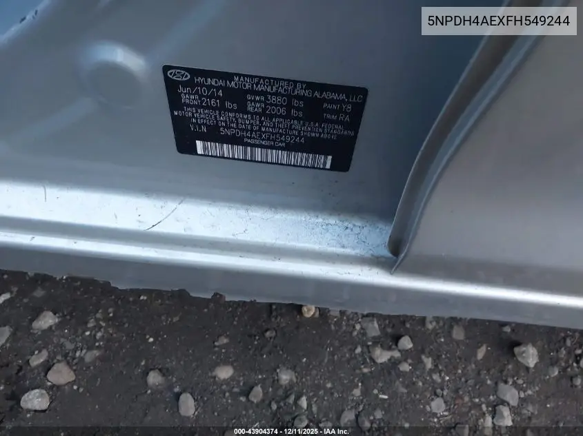 5NPDH4AEXFH549244 2015 Hyundai Elantra Se