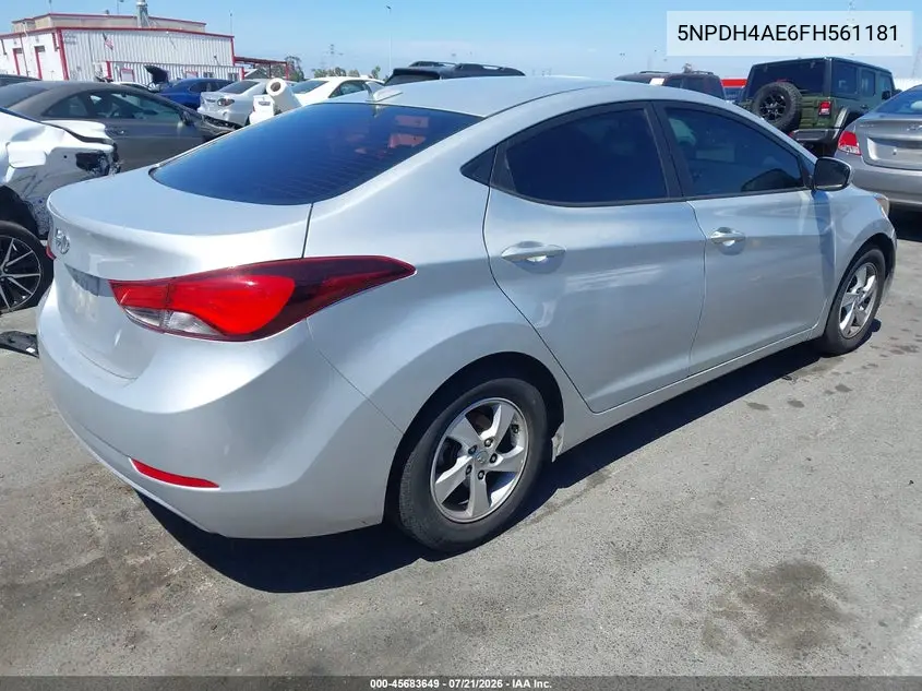 2015 Hyundai Elantra Se VIN: 5NPDH4AE6FH561181 Lot: 45683649