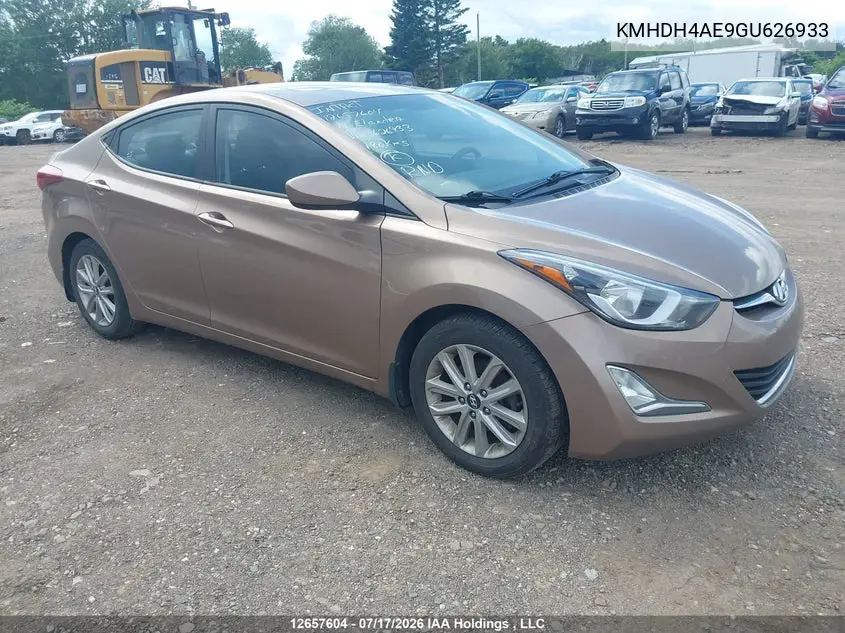 2016 Hyundai Elantra Sport Appearance VIN: KMHDH4AE9GU626933 Lot: 12657604
