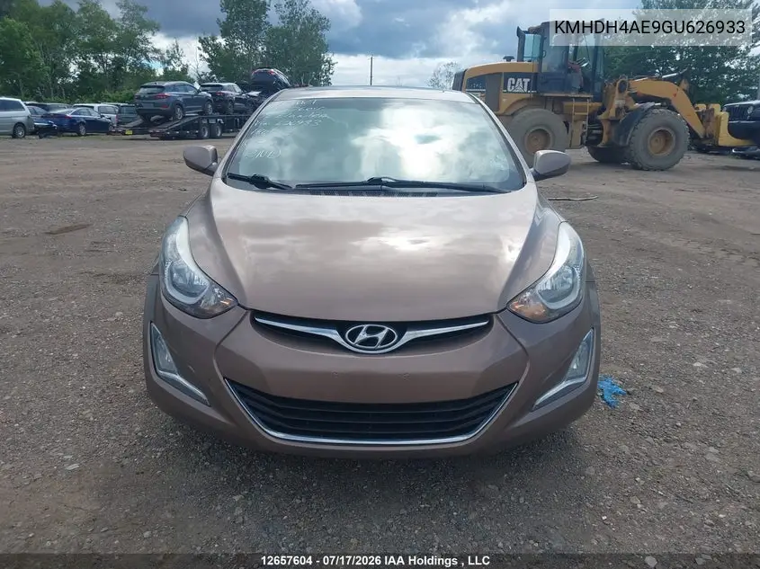 2016 Hyundai Elantra Sport Appearance VIN: KMHDH4AE9GU626933 Lot: 12657604