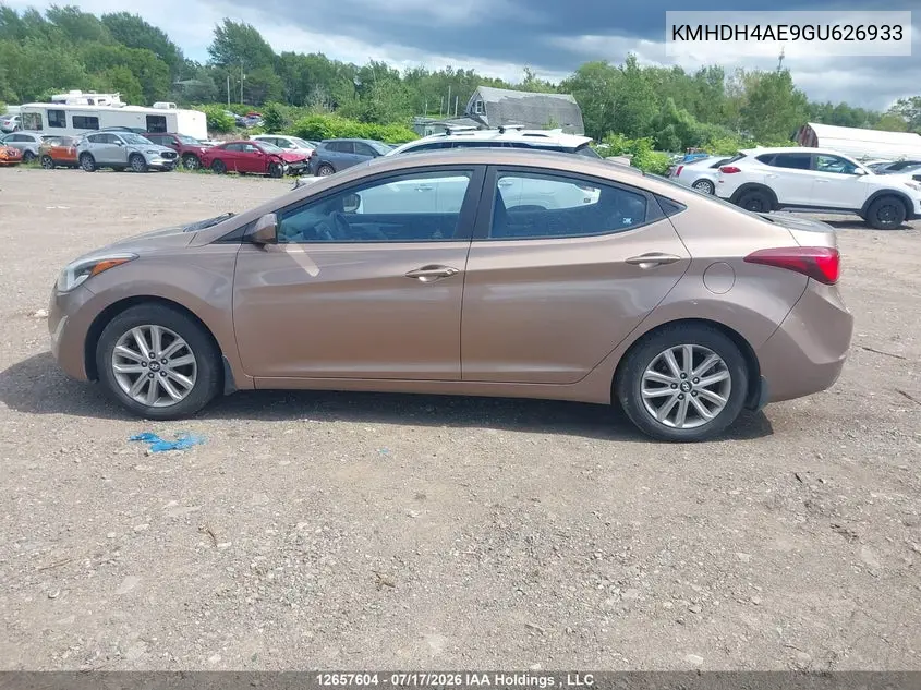 2016 Hyundai Elantra Sport Appearance VIN: KMHDH4AE9GU626933 Lot: 12657604
