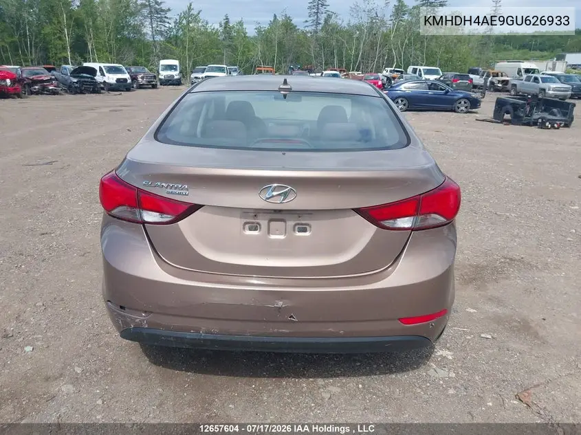 2016 Hyundai Elantra Sport Appearance VIN: KMHDH4AE9GU626933 Lot: 12657604
