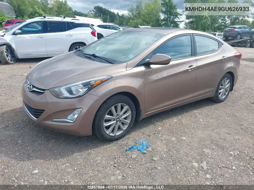 2016 Hyundai Elantra Sport Appearance VIN: KMHDH4AE9GU626933 Lot: 12657604