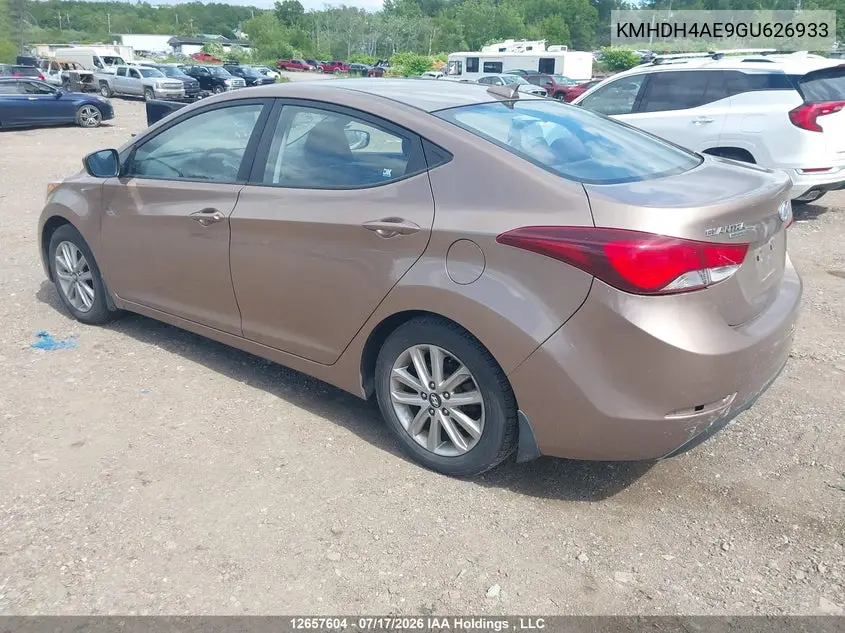 2016 Hyundai Elantra Sport Appearance VIN: KMHDH4AE9GU626933 Lot: 12657604