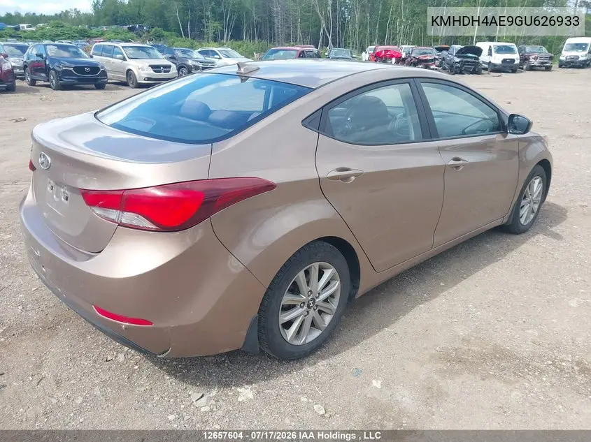 2016 Hyundai Elantra Sport Appearance VIN: KMHDH4AE9GU626933 Lot: 12657604