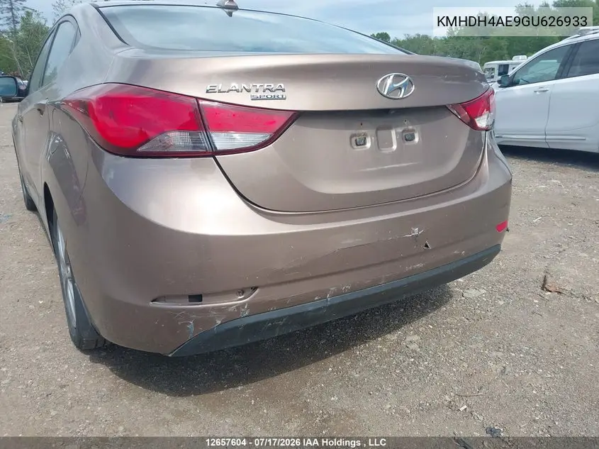 2016 Hyundai Elantra Sport Appearance VIN: KMHDH4AE9GU626933 Lot: 12657604