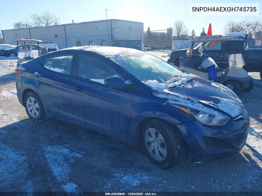 5NPDH4AEXGH745735 2016 Hyundai Elantra Se
