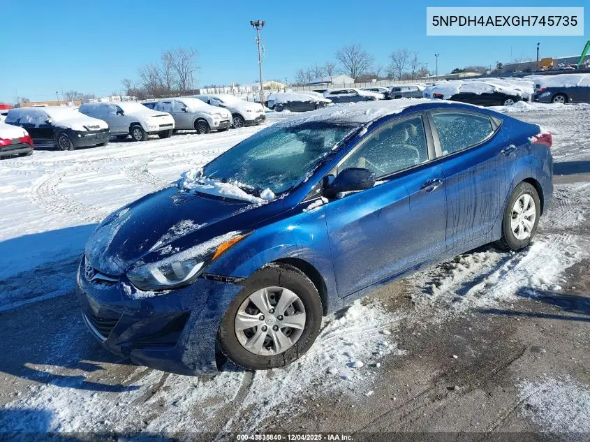 5NPDH4AEXGH745735 2016 Hyundai Elantra Se