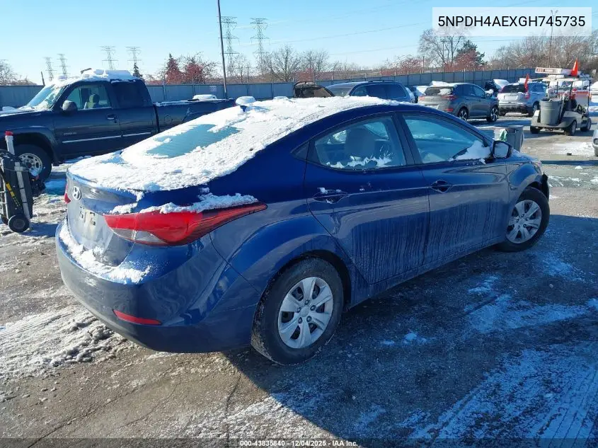 5NPDH4AEXGH745735 2016 Hyundai Elantra Se